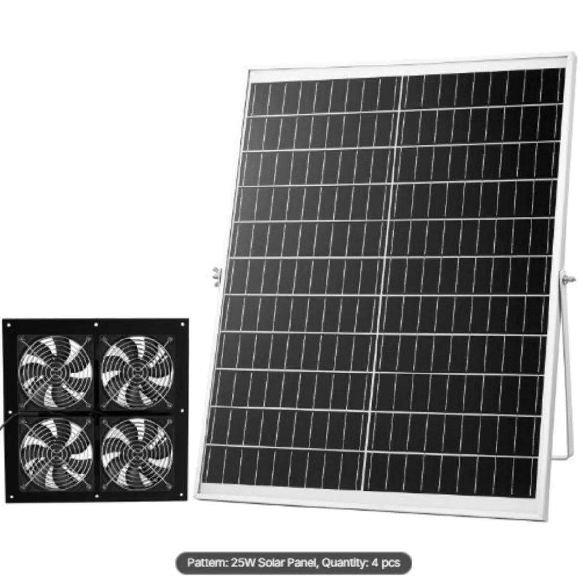 Solar Powered Fan, 25W Solar Panel with 4 Fans, - Image 1