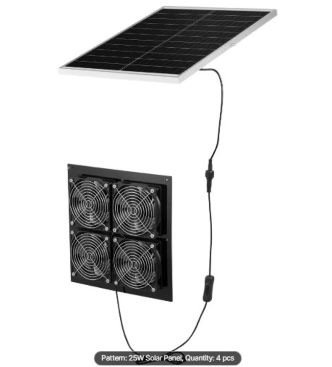 Solar Powered Fan, 25W Solar Panel with 4 Fans, - Image 4