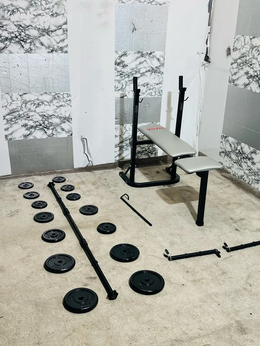 WEIGHT BENCH IRON WEIGHTS BARBELL DUMBBELLS - Image 2