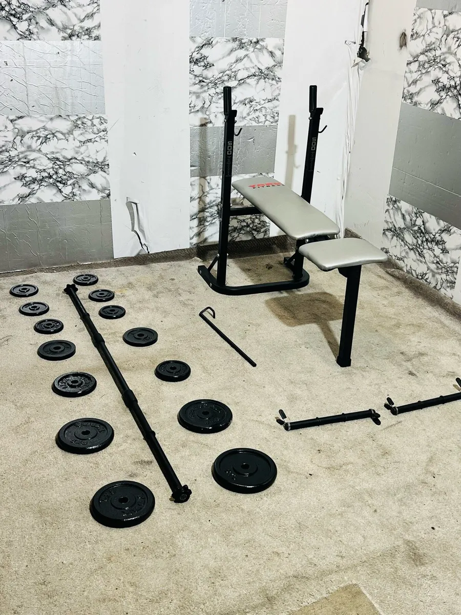 WEIGHT BENCH IRON WEIGHTS BARBELL DUMBBELLS - Image 3