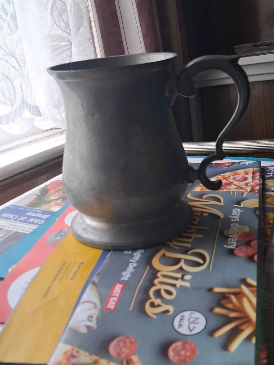 Vintage heavy pewter tankard - Image 2