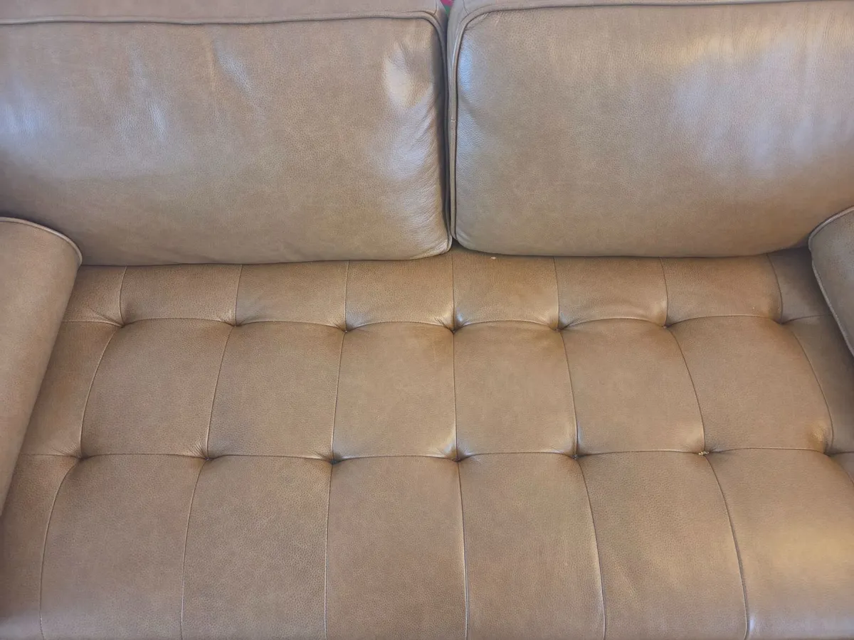 Tan Leather Sofa - Genoa - Image 2