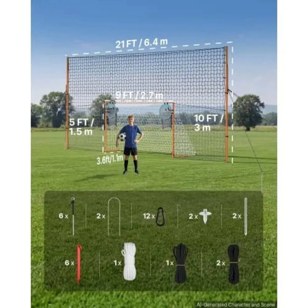 Soccer Goal 2.72 x 1.51 m Soccer Goal for Backyard - Image 3