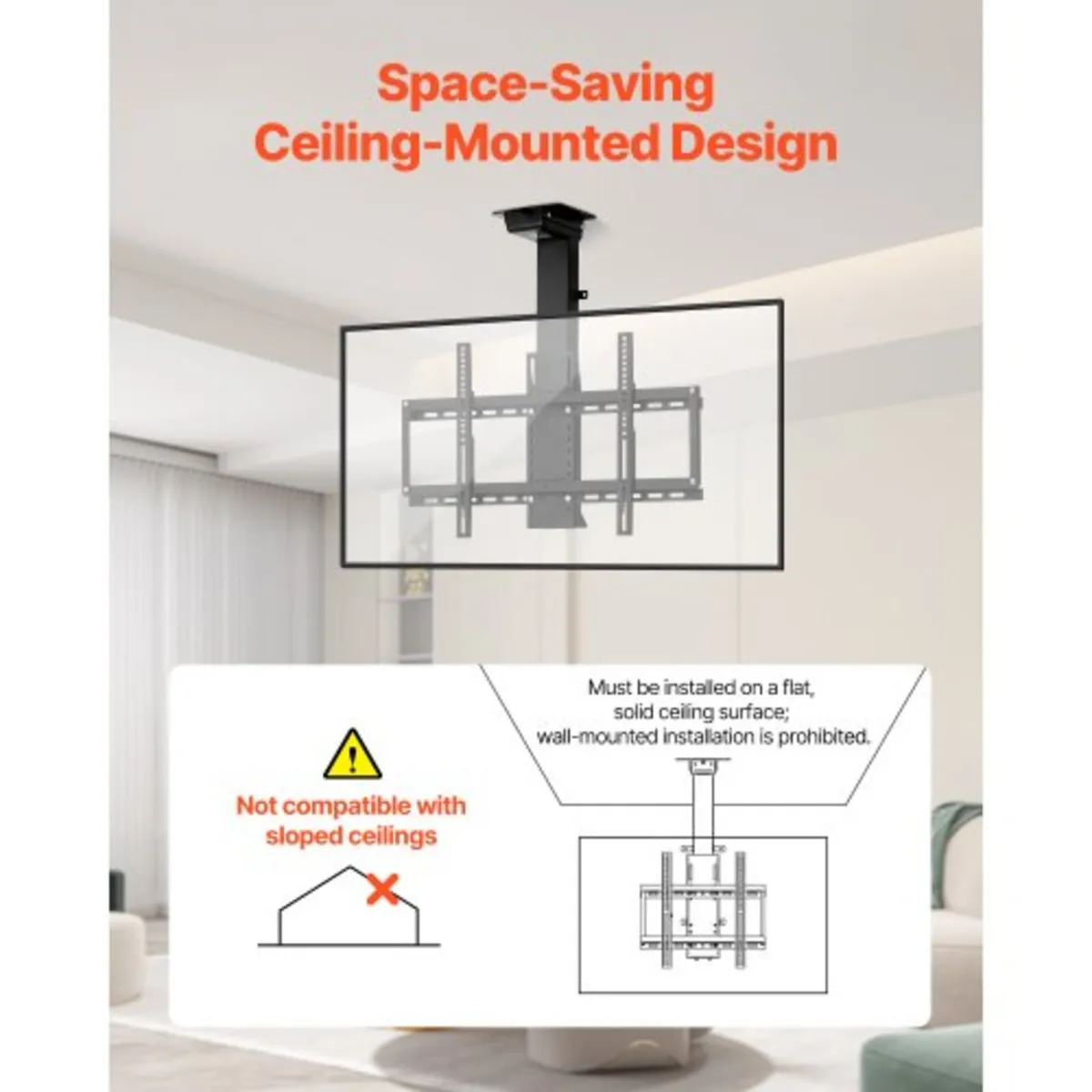 Motorized Ceiling TV Mount, TV Wall Mount for 32 t - Image 1