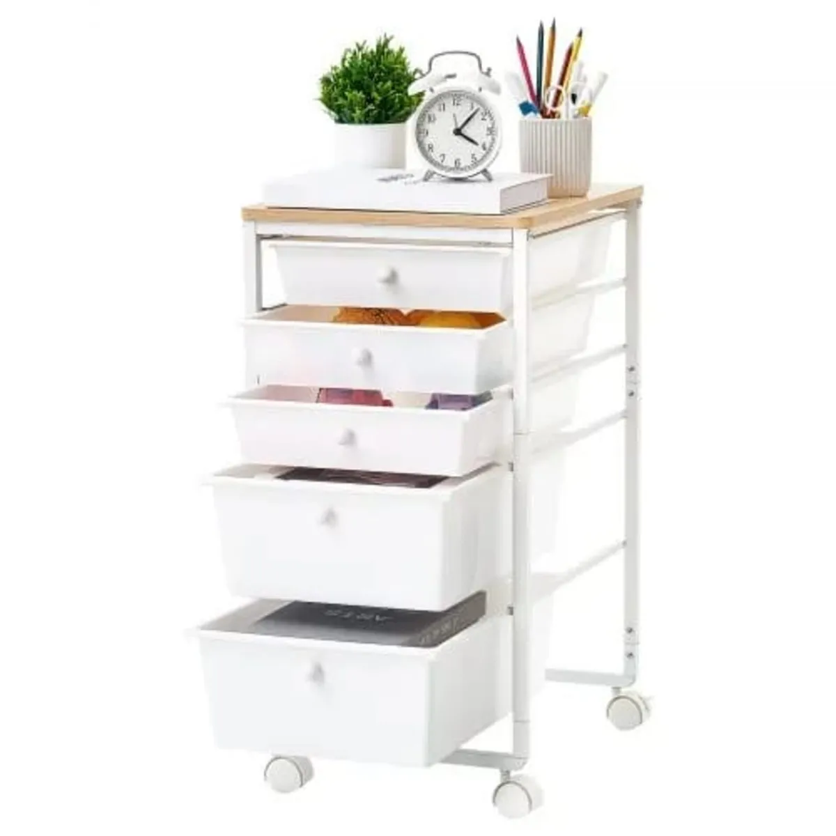 Rolling Cart with Drawers, 5 Drawer Storage Organi - Image 1