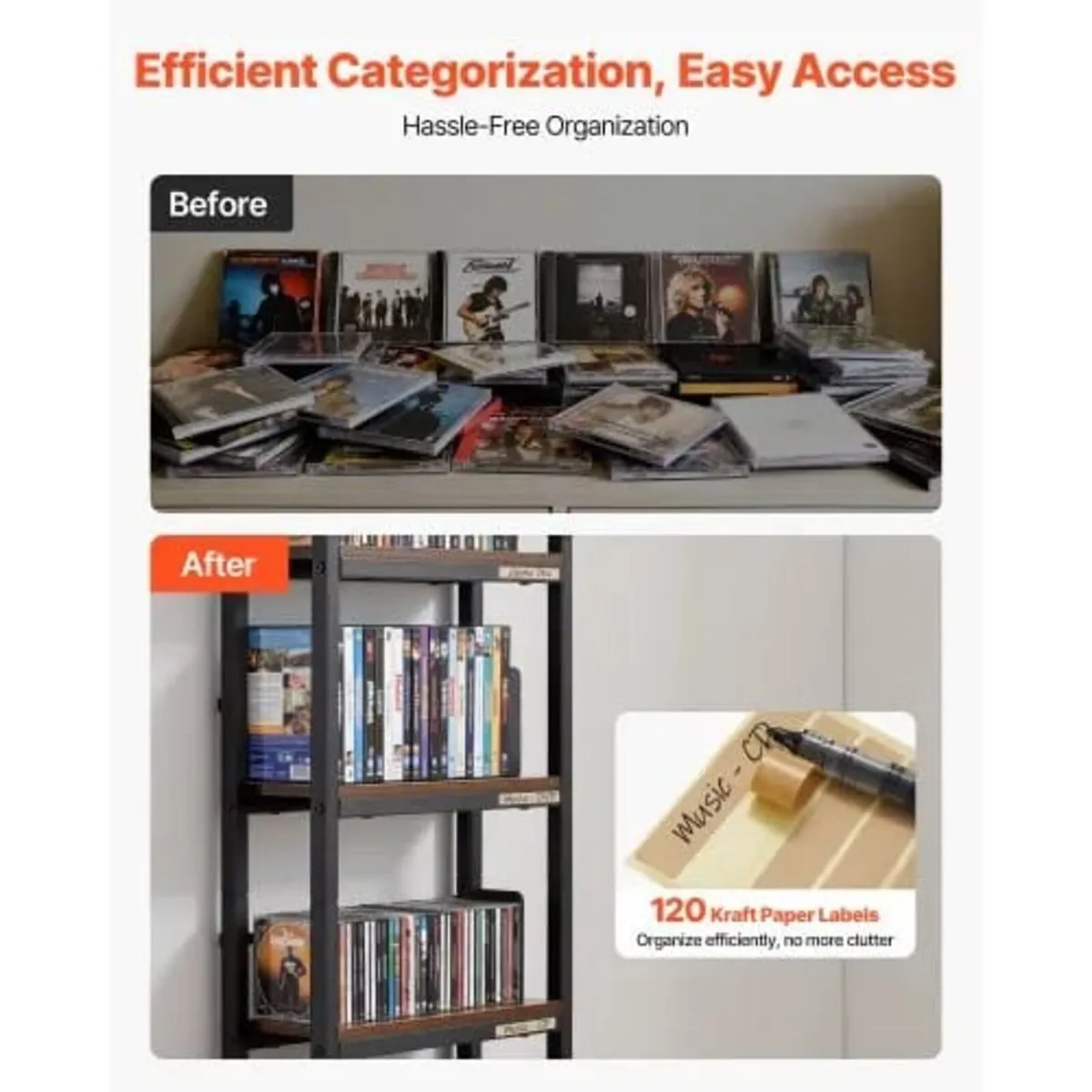 Media Storage Cabinet, 4-Shelf DVD Shelf Organizer - Image 2