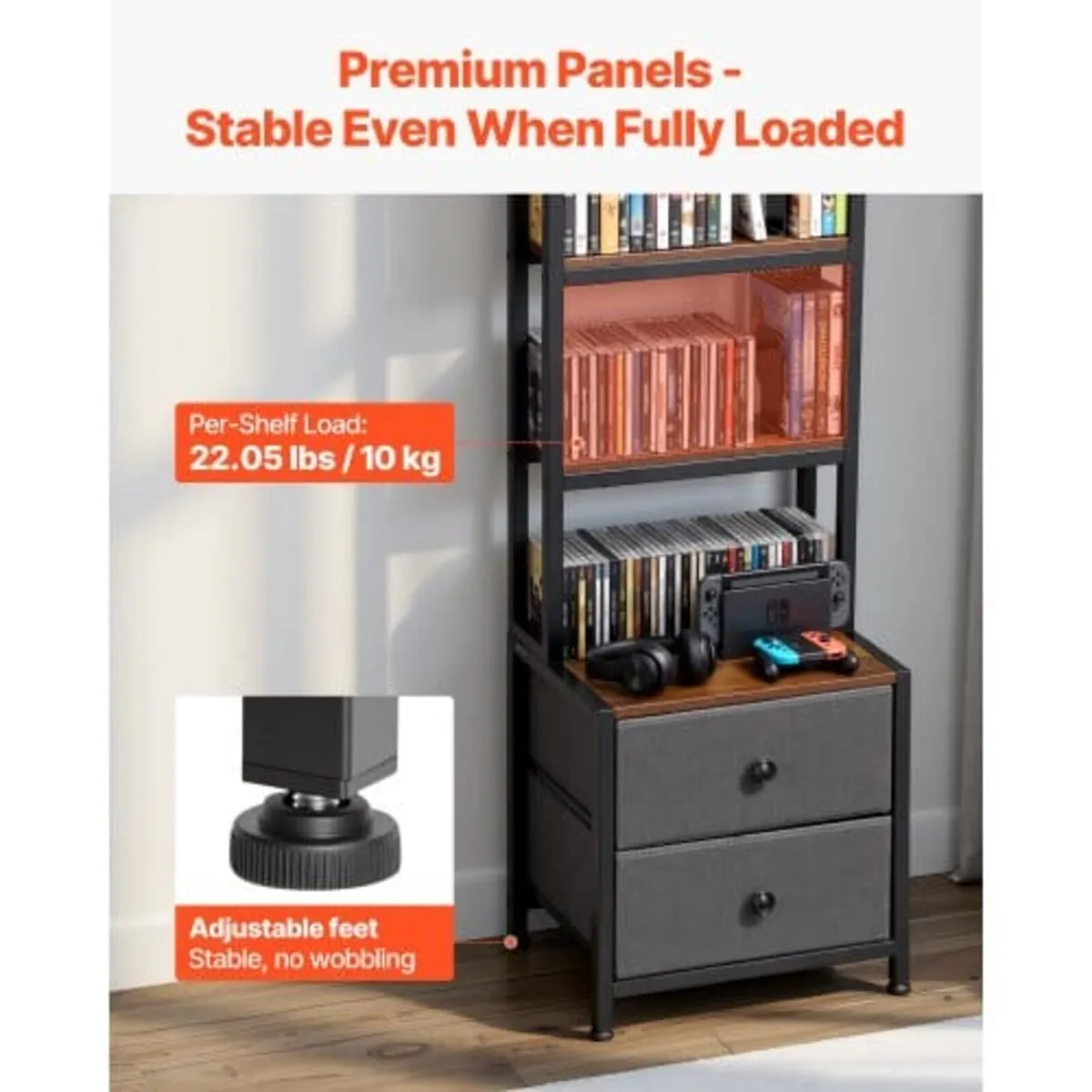 Media Storage Cabinet, 4-Shelf DVD Shelf Organizer - Image 4