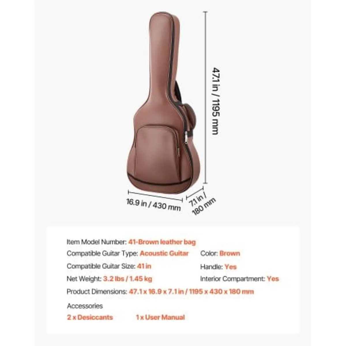 Acoustic Guitar Case, 1195 MM, Hard-Shell Protecti - Image 3