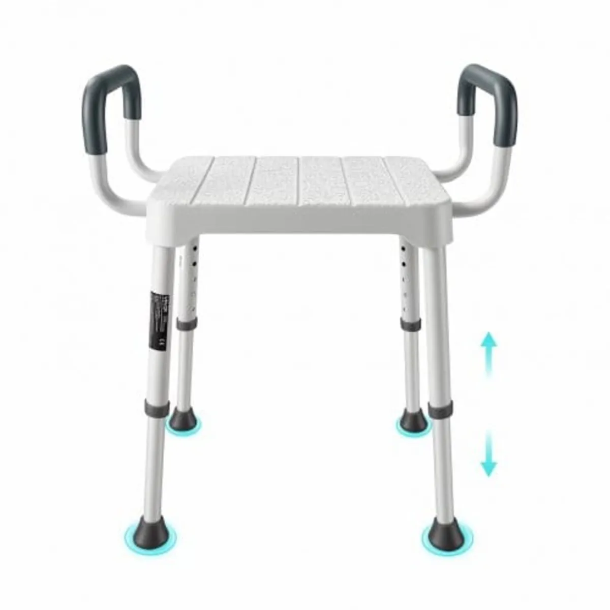 Shower Chair with Armrest, 6-Level Height Adjustab - Image 1