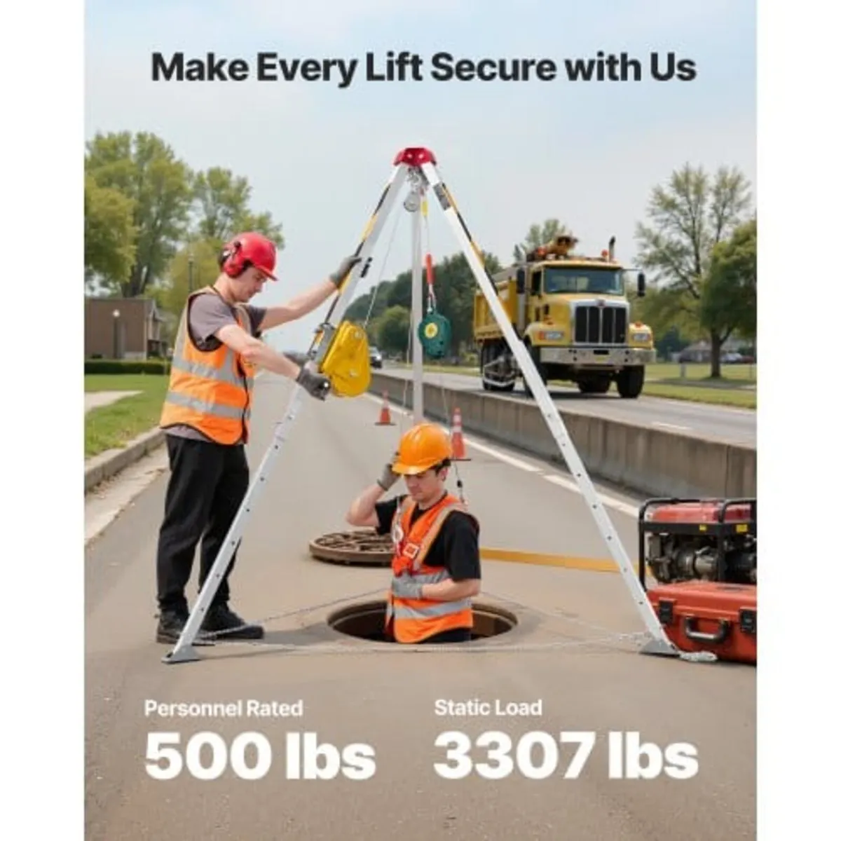 Confined Space Tripod Kit, Heavy Duty Rescue Tripo - Image 1