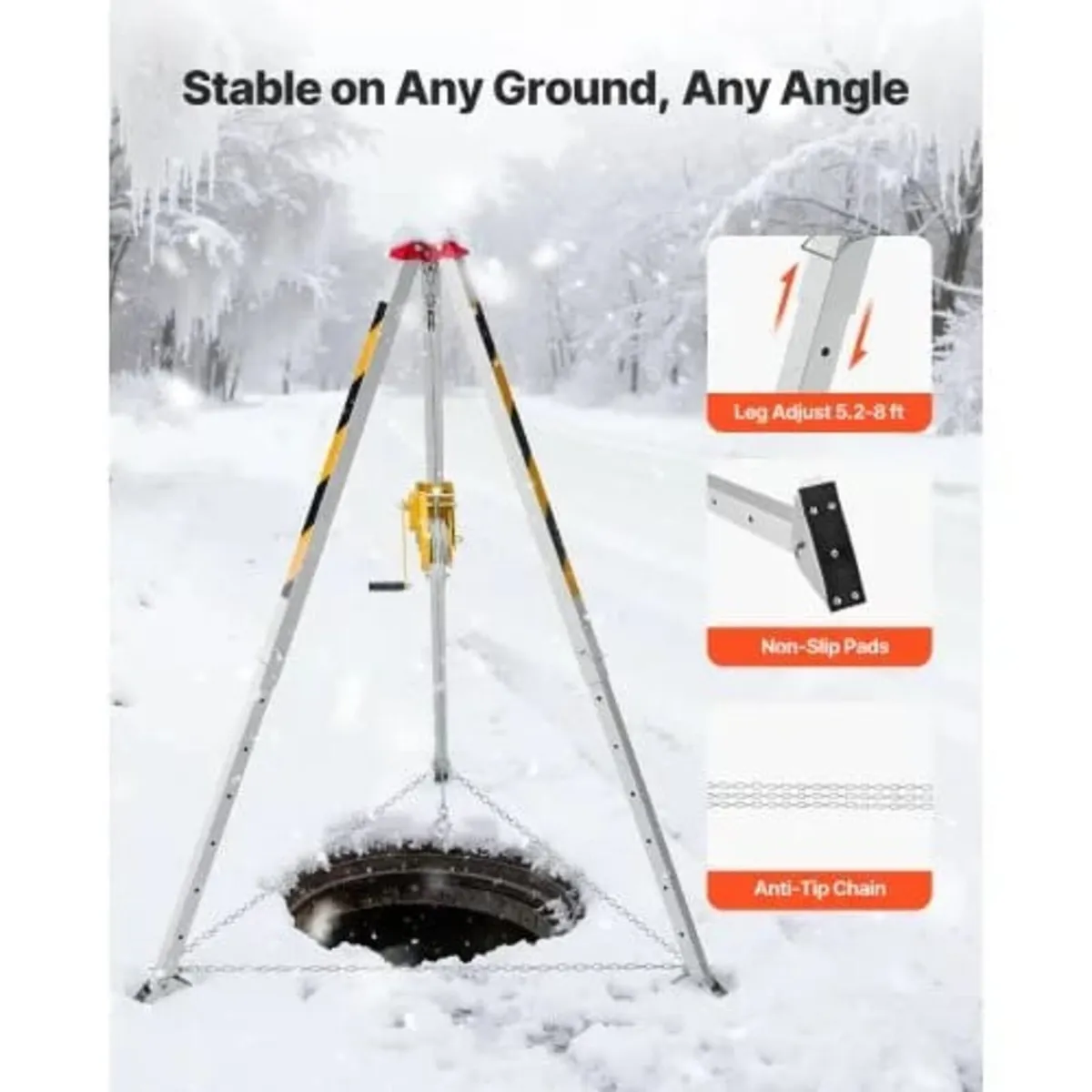 Confined Space Tripod Kit, Heavy Duty Rescue Tripo - Image 3