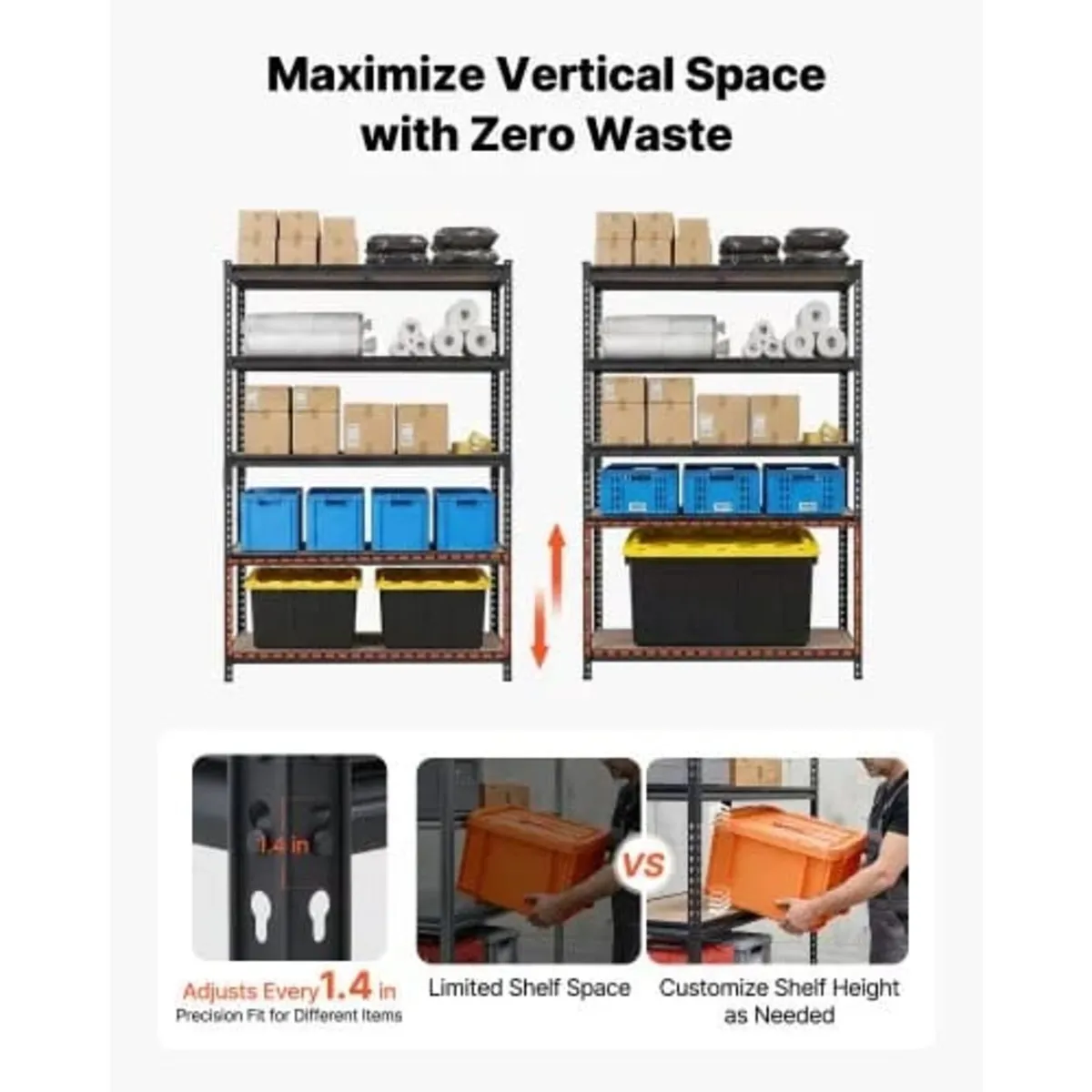 Storage Shelves, 5-Tier Adjustable, 1360.8kg Capac - Image 2