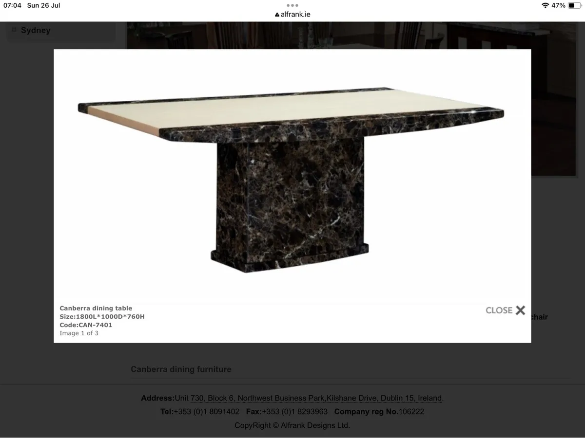 Marble table and dining chairs - Image 4