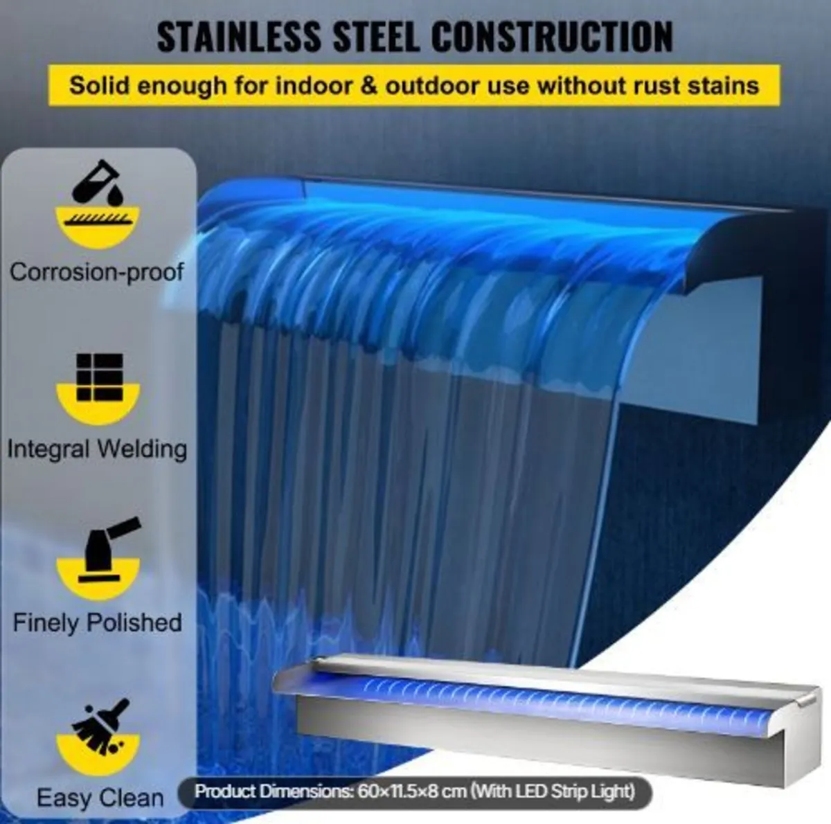 Waterfall Pool Fountain Rectangular & Led Strip - Image 3