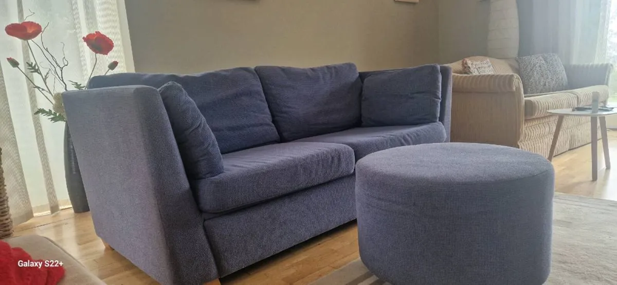 2 seater couch with footstool - Image 1