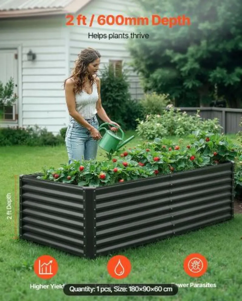 Metal Raised Garden Bed, 1.8 x 0.9 x 0.6 m Outdoor - Image 1