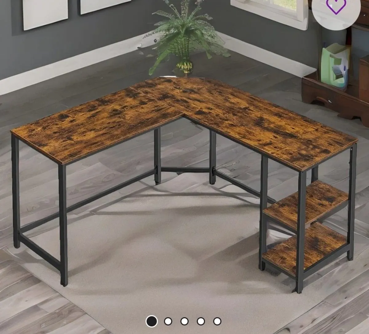 L-Shaped Industrial Desk with Shelves - Image 2
