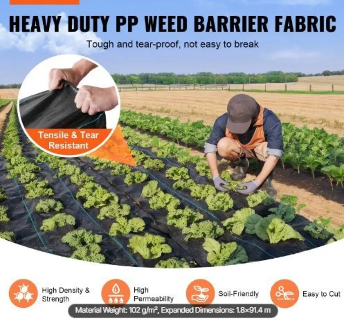 Weed Barrier Landscape Fabric, 1.83 x 91.44 m - Image 2