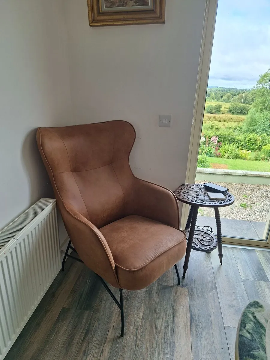 Genuine Leather Accent Chair - Image 1