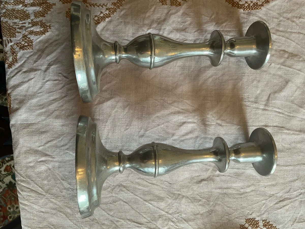 Vintage Pewter Candlesticks – Matching Pair - Image 2