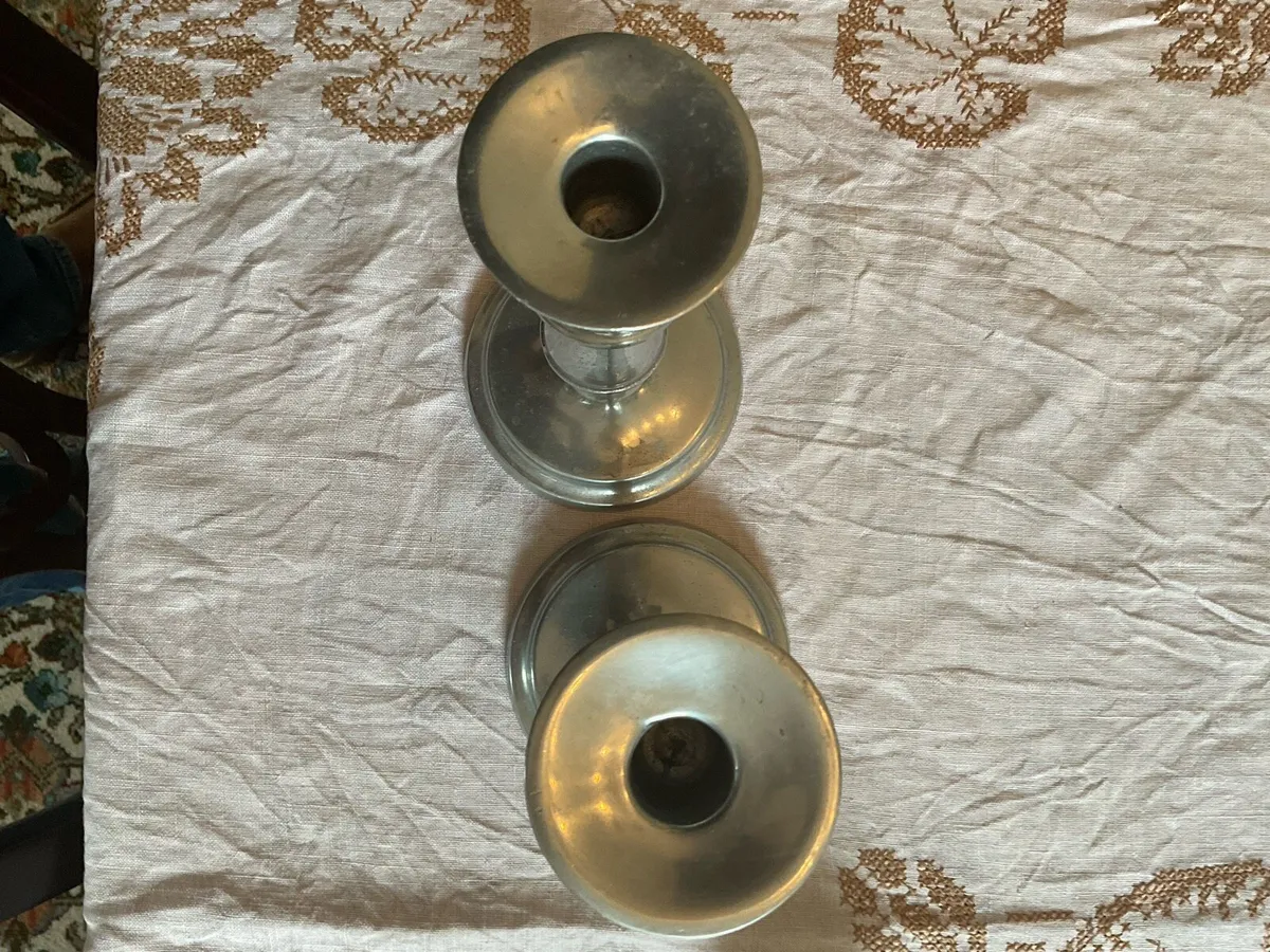Vintage Pewter Candlesticks – Matching Pair - Image 3