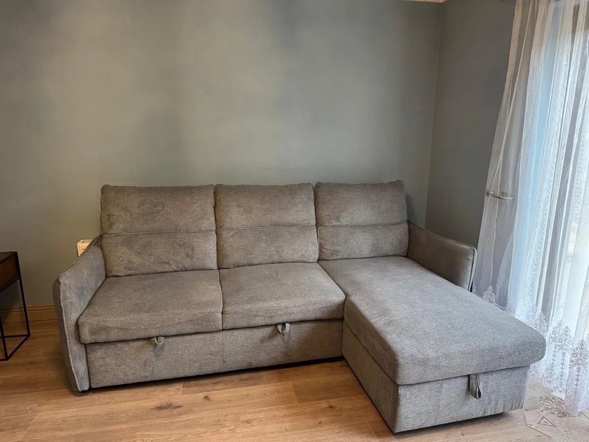 Grey Reversible Corner Sofa Bed with Storage - Image 2