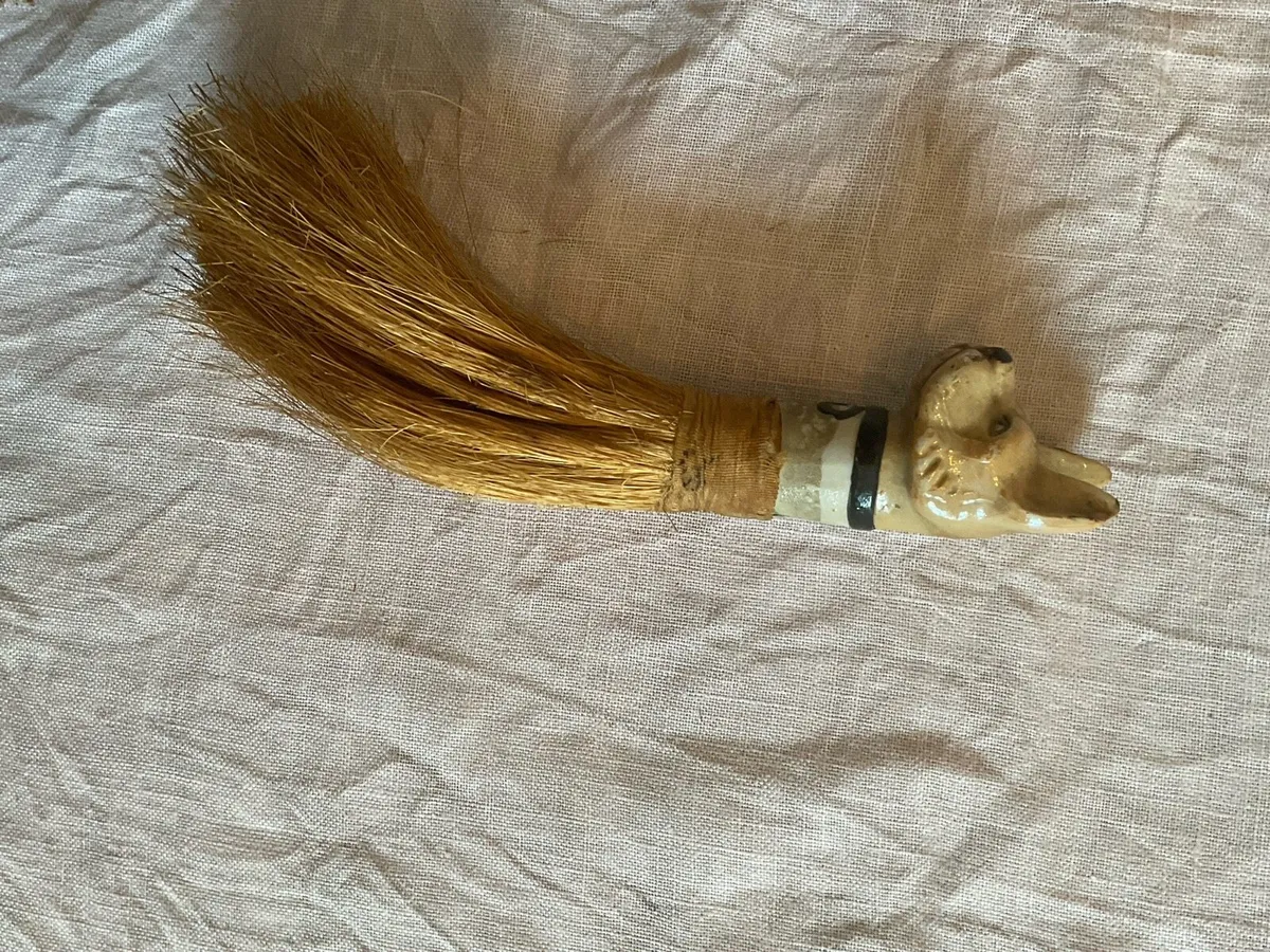Vintage Japanese Porcelain Animal Head Whisk Brush - Image 1