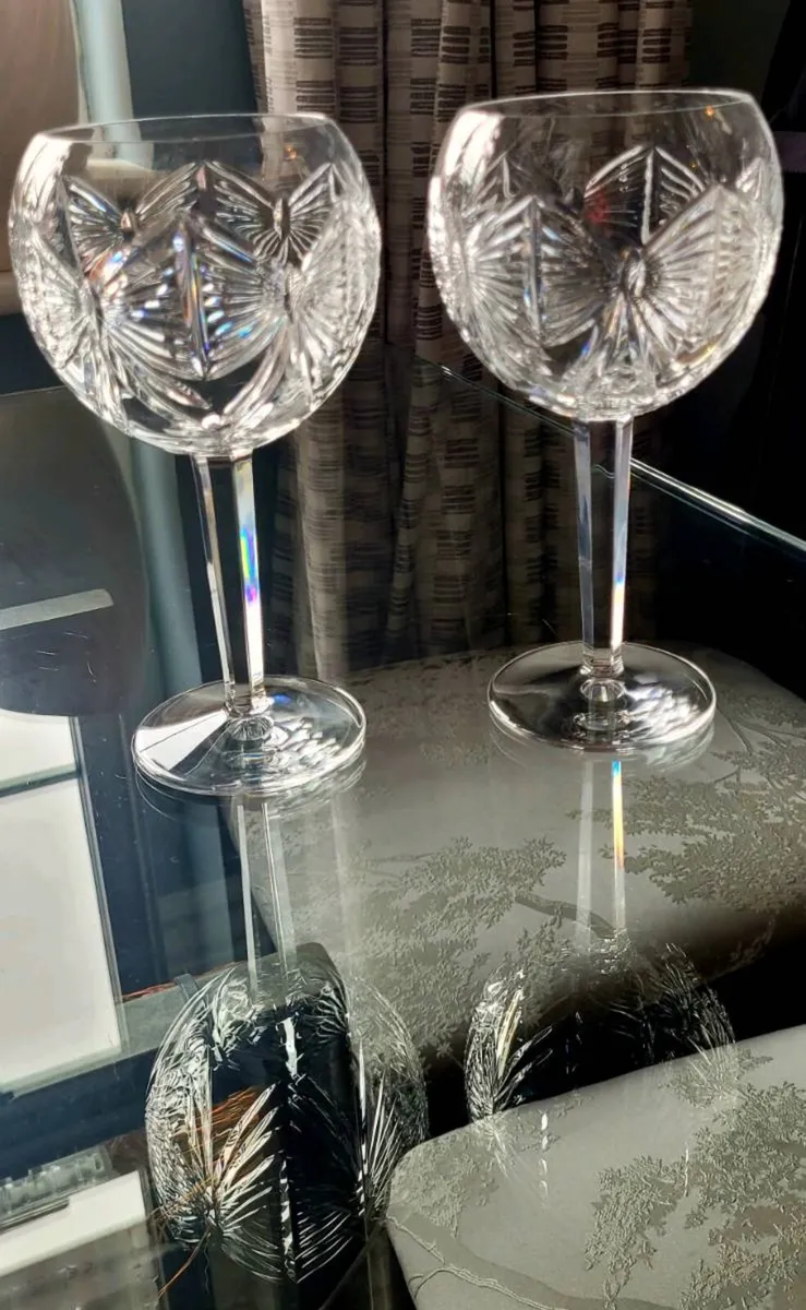 Waterford crystal pair of balloon wine goblets - Image 1
