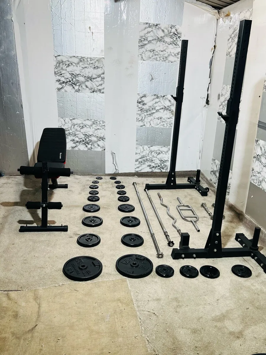 RACK STANDS IRON WEIGHTS SET OF BARS BENCH ++ - Image 2