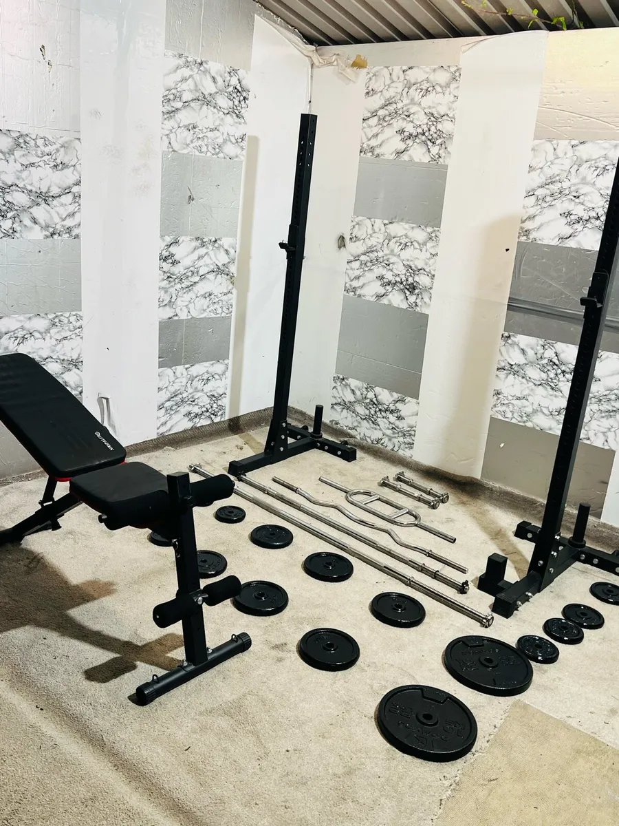 RACK STANDS IRON WEIGHTS SET OF BARS BENCH ++ - Image 3