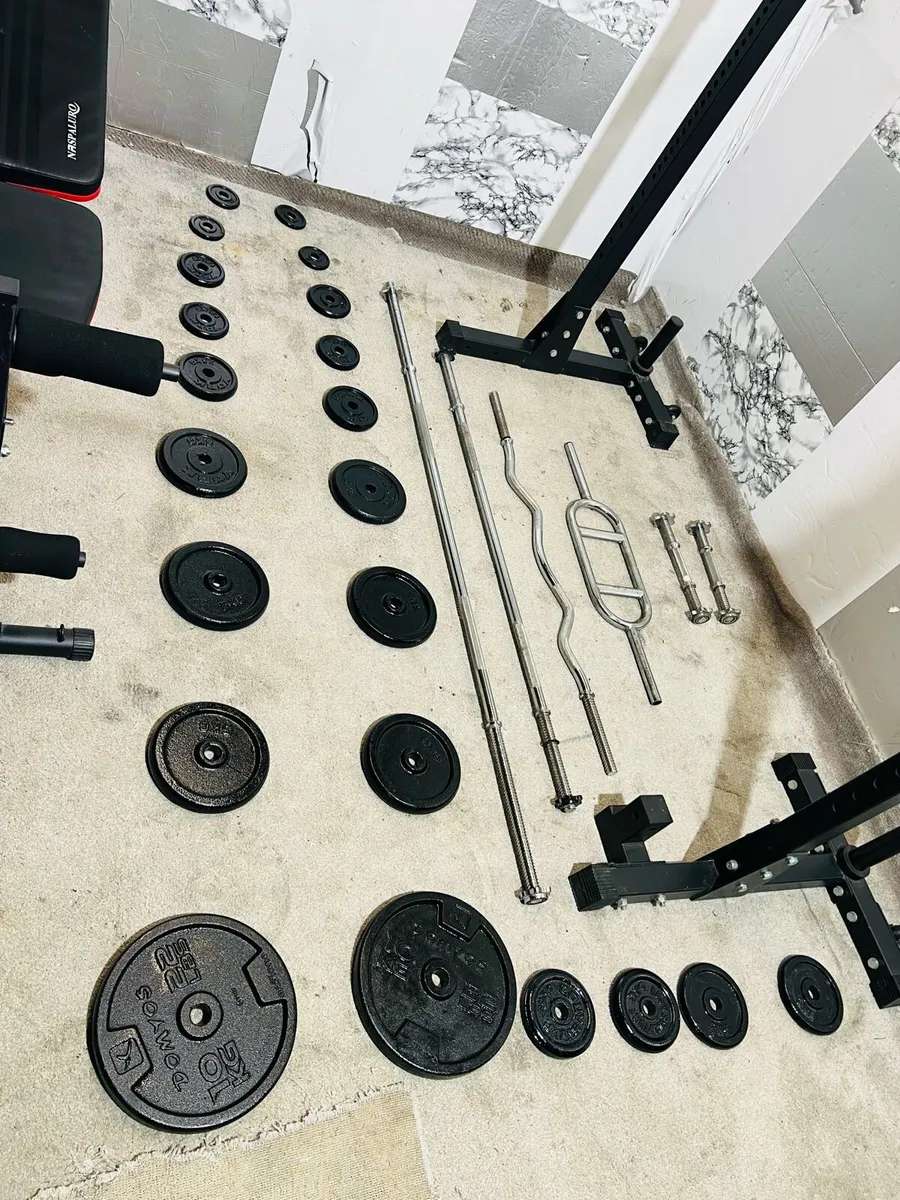RACK STANDS IRON WEIGHTS SET OF BARS BENCH ++ - Image 4