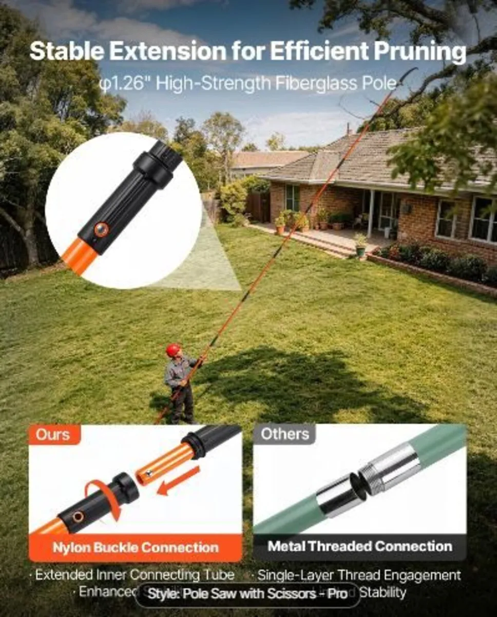 Manual Pole Saw, 2.2-8.2 m Extendable Tree - Image 4