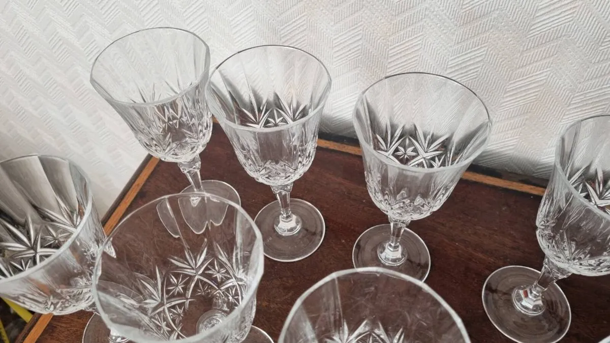 Vintage Crystal Wine Glass Set of 8 - Image 3