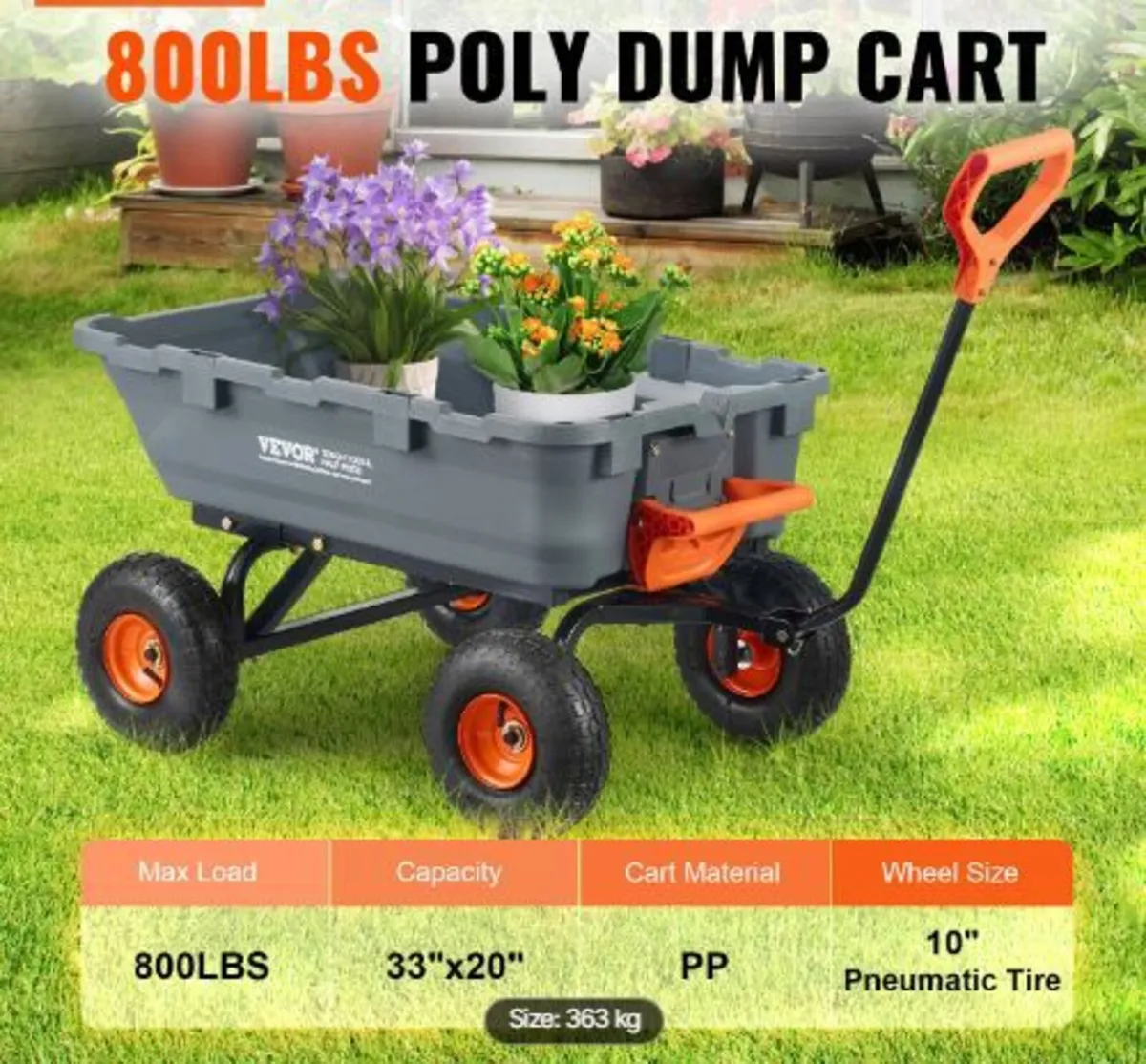 Poly Garden Dump Cart Heavy-duty Yard - Image 1
