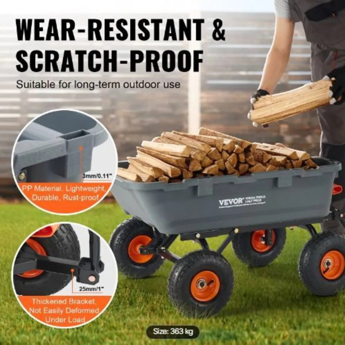 Poly Garden Dump Cart Heavy-duty Yard - Image 3