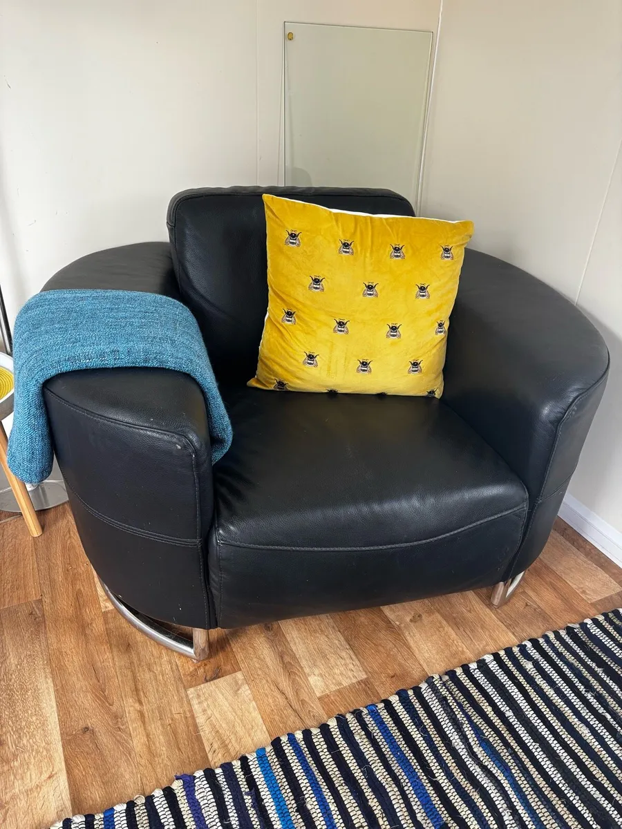 Comfy Retro Leather Accent Chair - Image 1