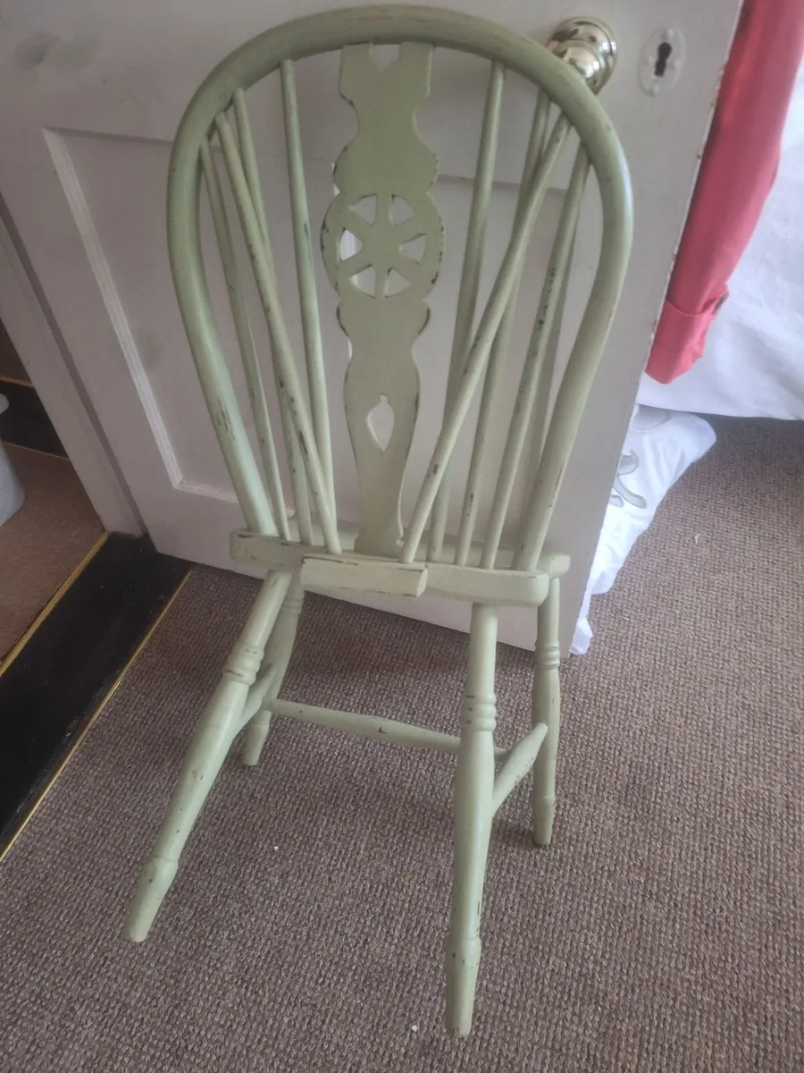 Kitchen chair - distressed sage green wood paint - Image 2