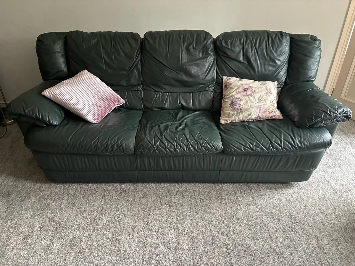 Genuine Natuzzi Leather sofa set - Image 2