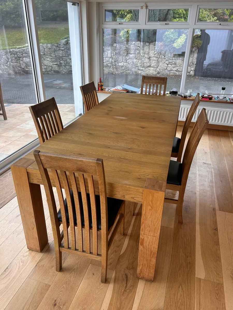 Solid Oak table and chairs - Image 4