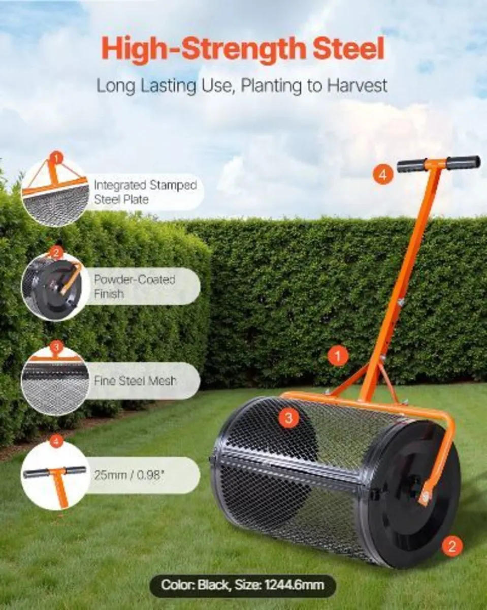 Compost Spreader, 24 in Wide Peat Moss Spreader - Image 1