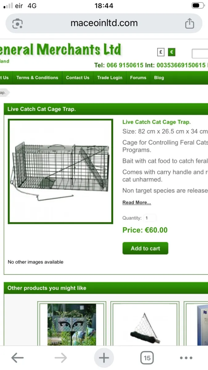 Humane live catch Cat cage trap - Image 2
