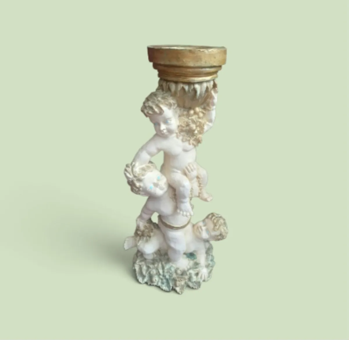 Tall ornate cherubic candle holder, D18 - Image 2