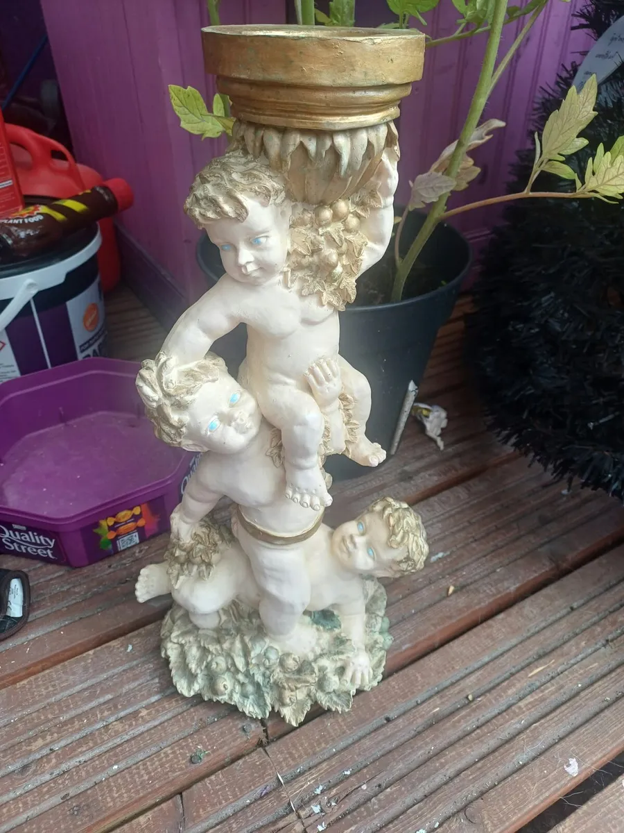 Tall ornate cherubic candle holder, D18 - Image 3