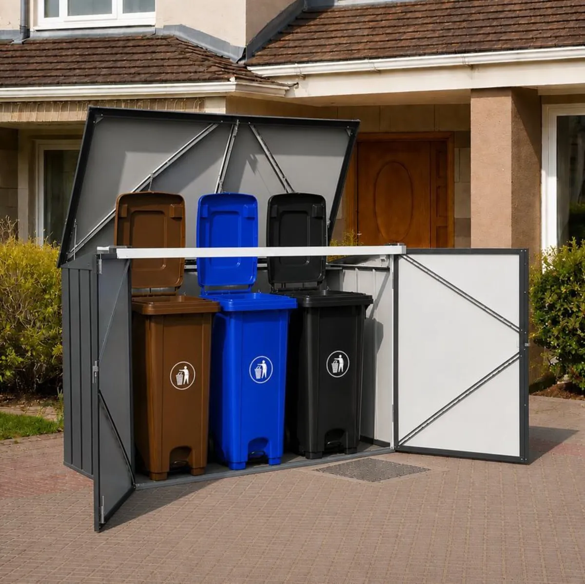 🗑️ 7x3 STEEL 3-WHEELIE BIN STORAGE SHEDS - Image 1