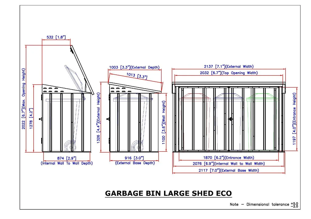 🗑️ 7x3 STEEL 3-WHEELIE BIN STORAGE SHEDS - Image 3