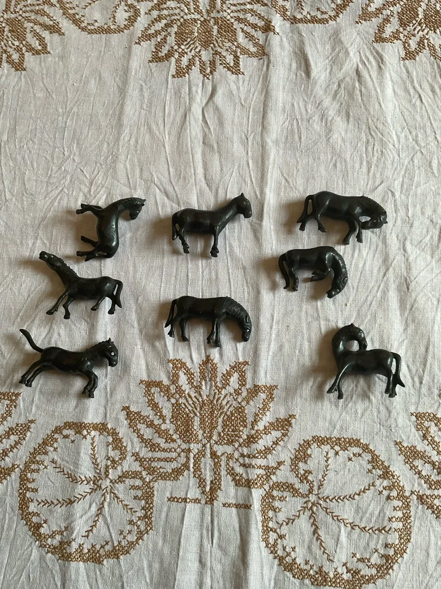 Vintage Heavy Cast Iron Miniature Horse Collection - Image 1