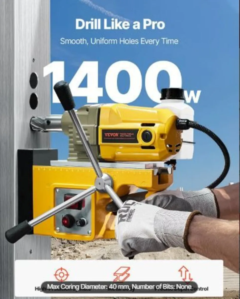 Magnetic Drill, 1400W Motor 1.6 in Boring Diameter - Image 3