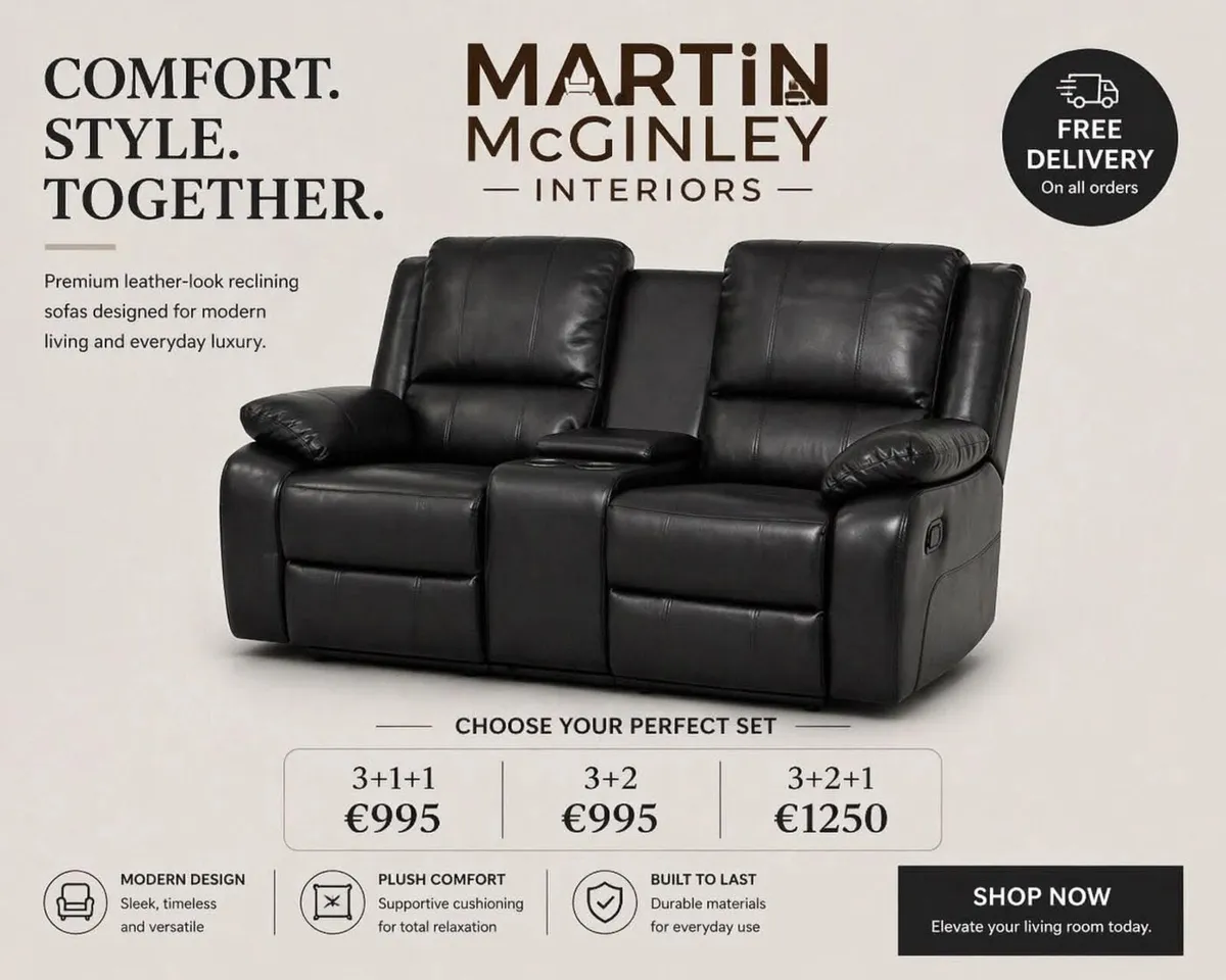 Free Delivery 3+2+1 Full Leather Recliner - Image 4
