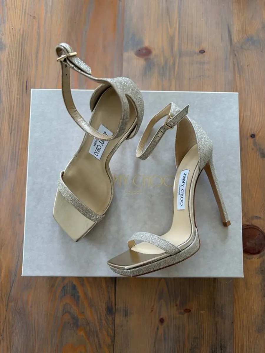 Jimmy Choo Alva 120 Platinum Ice Dusty Glitter Brand New - Image 1