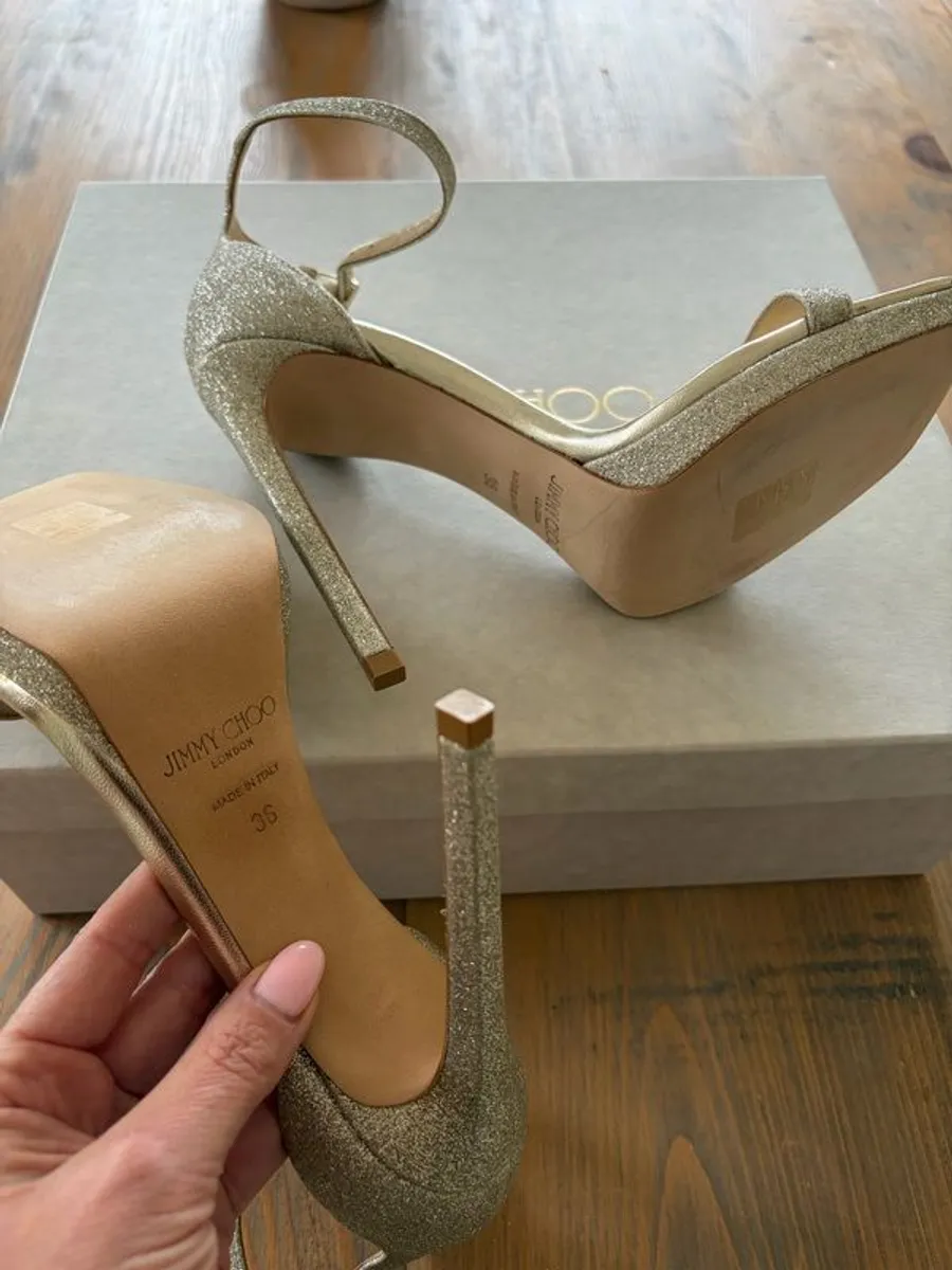 Jimmy Choo Alva 120 Platinum Ice Dusty Glitter Brand New - Image 3
